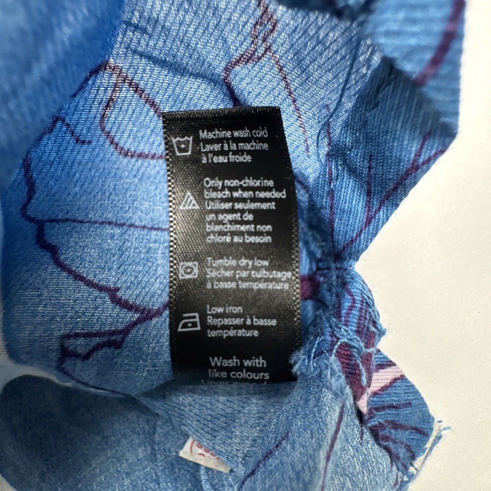George Button Down Shirt Tropical Floral Hibiscus Print‎ XL Blue Short Sleeve - Picture 7 of 7